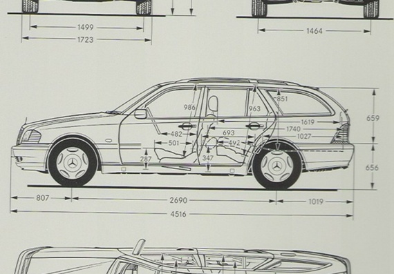 Mercedes-Benz C-Klasse Touring (Мерcедес-Бенз C-Классе Туринг) - чертежи (рисунки) автомобиля